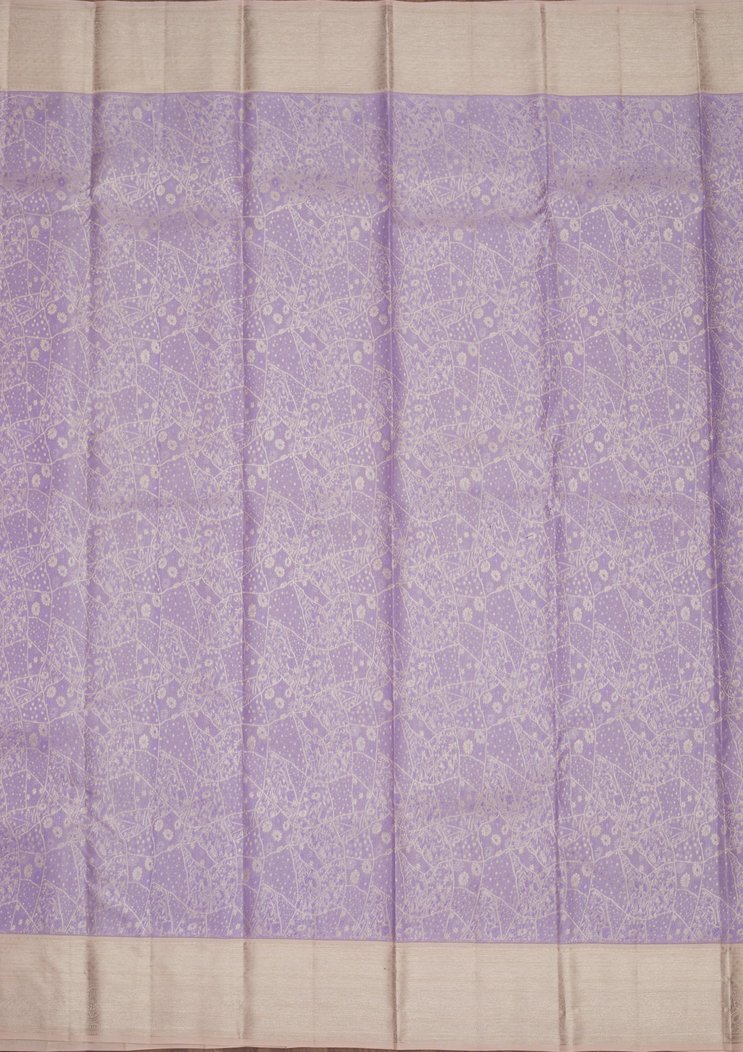 Lavender Silk Jaal Gold Zariwork Saree With Matching Blouse Piece