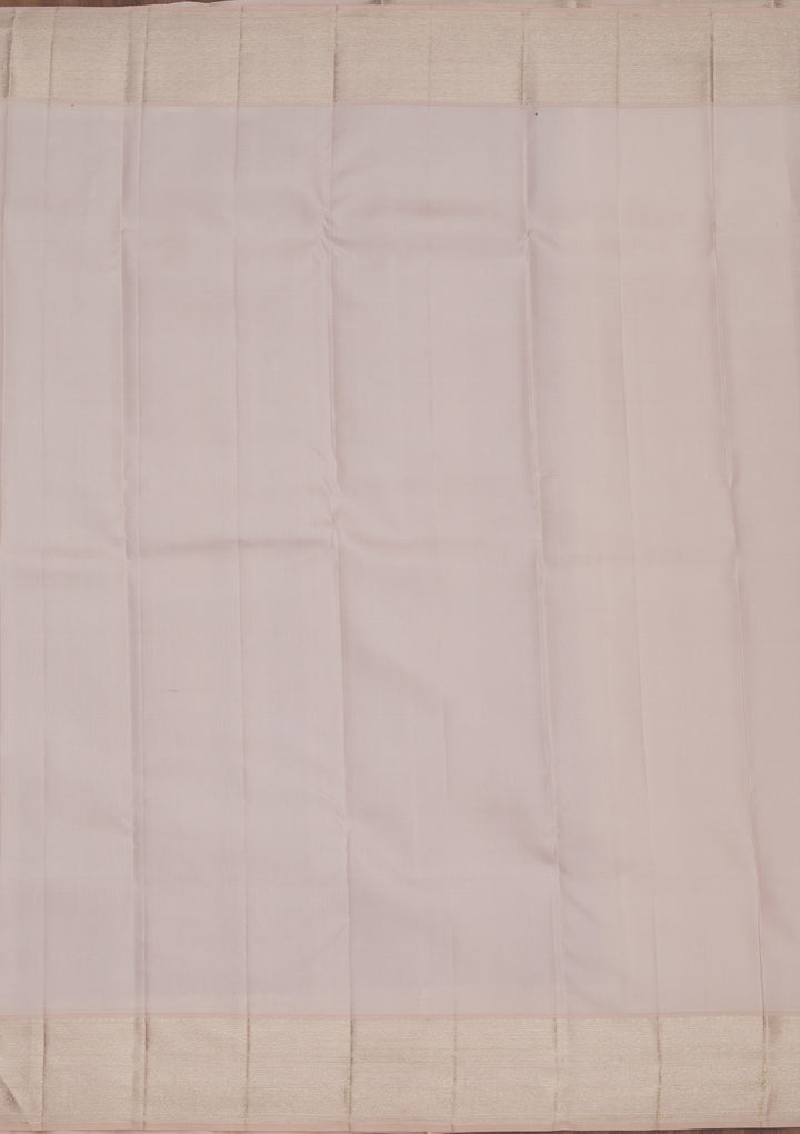 Lavender Silk Jaal Gold Zariwork Saree With Matching Blouse Piece
