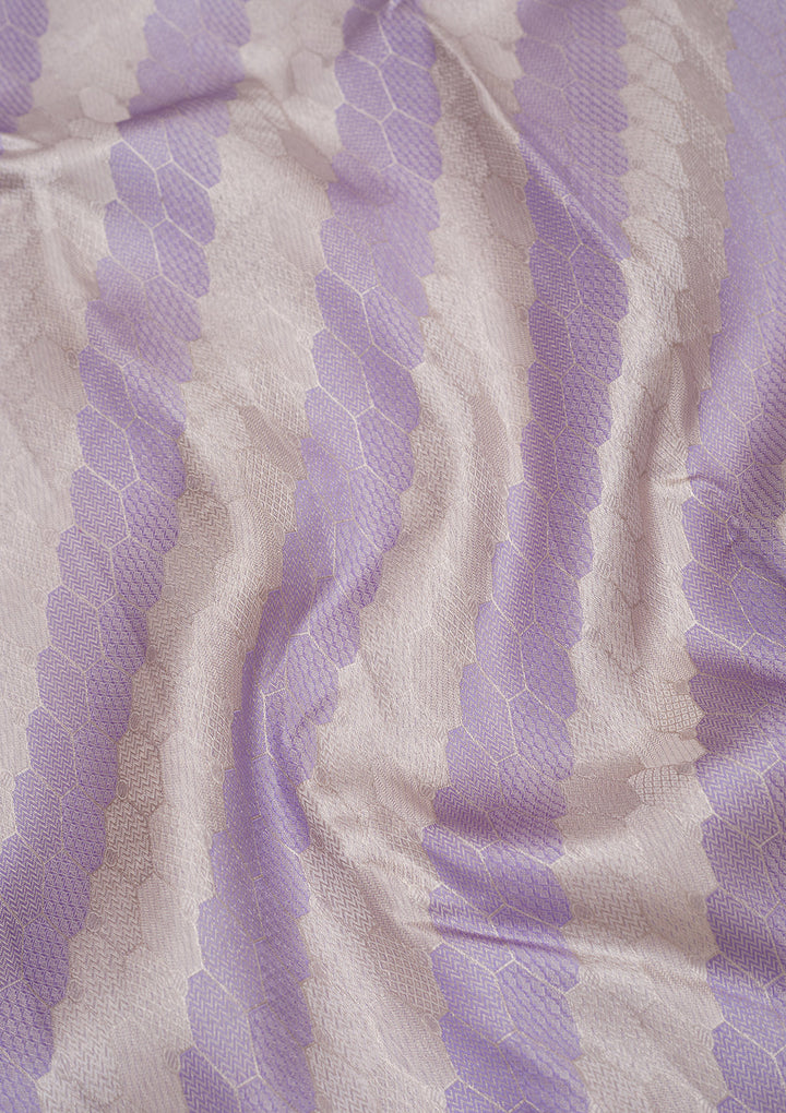 Lavender Tissue Jaal Silver Zariwork Saree With Matching Blouse Piece