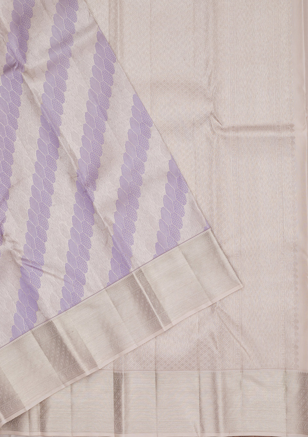 Lavender Tissue Jaal Silver Zariwork Saree With Matching Blouse Piece
