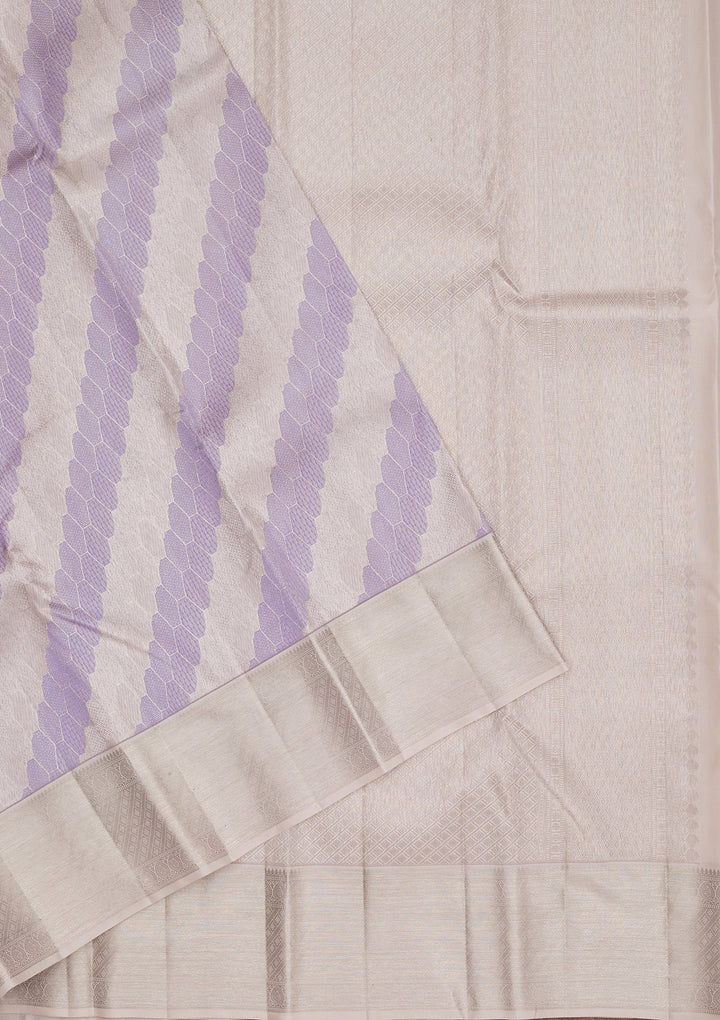 Lavender Tissue Jaal Silver Zariwork Saree With Matching Blouse Piece