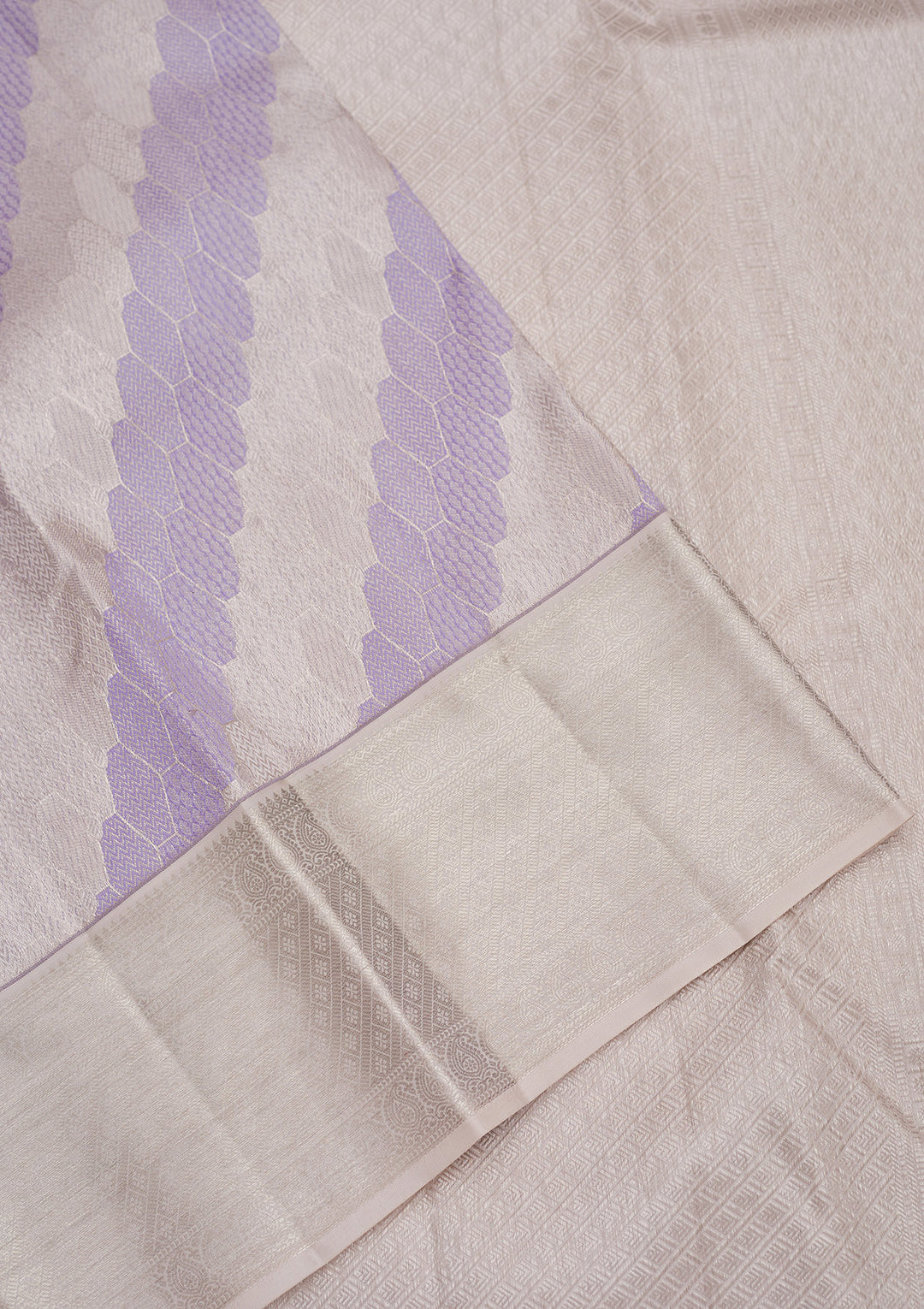 Lavender Tissue Jaal Silver Zariwork Saree With Matching Blouse Piece