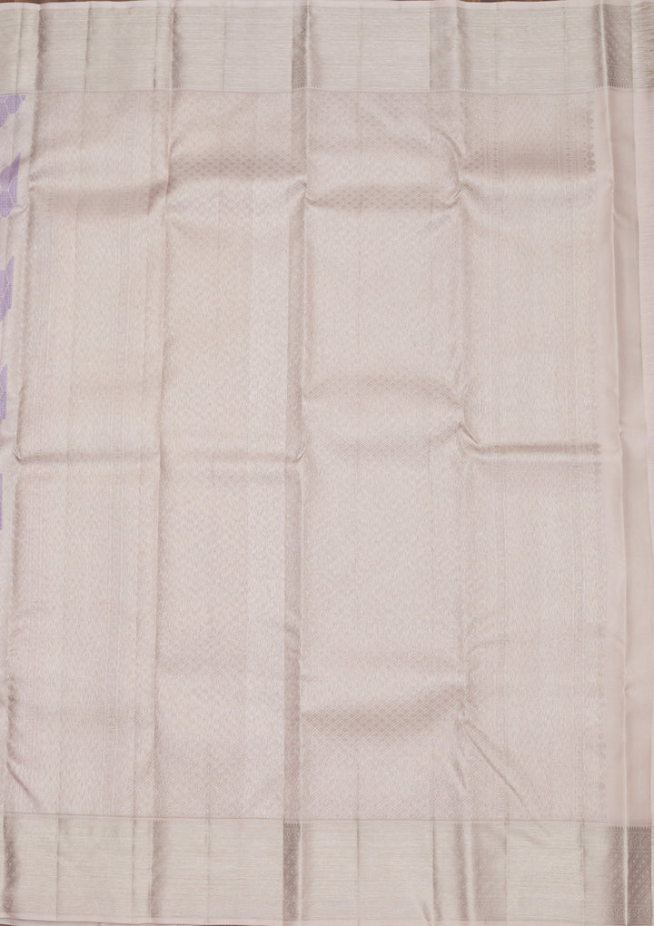 Lavender Tissue Jaal Silver Zariwork Saree With Matching Blouse Piece