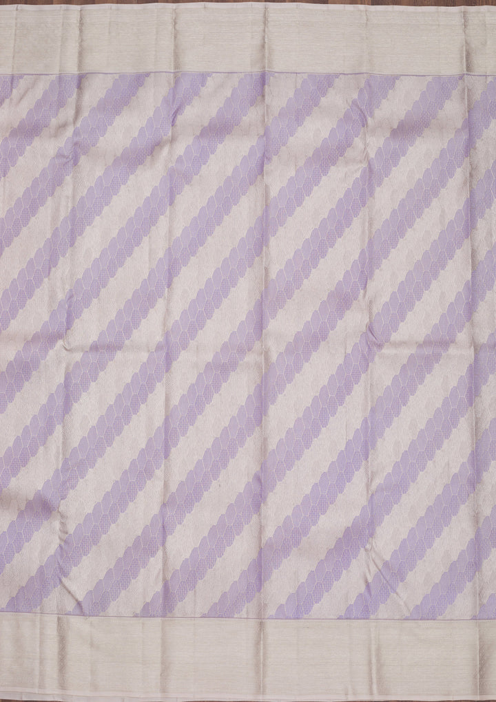 Lavender Tissue Jaal Silver Zariwork Saree With Matching Blouse Piece