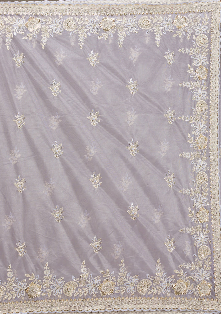 Lavender Zariwork Tissue Saree