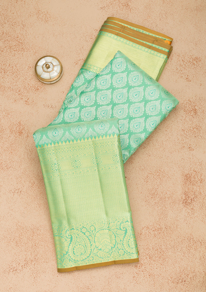 Leaf Green Zariwork Kanjivaram Pure Silk Saree