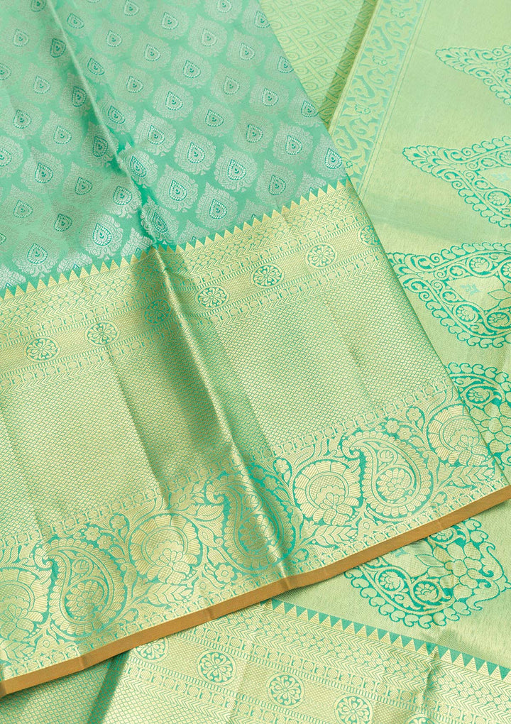 Leaf Green Zariwork Kanjivaram Pure Silk Saree