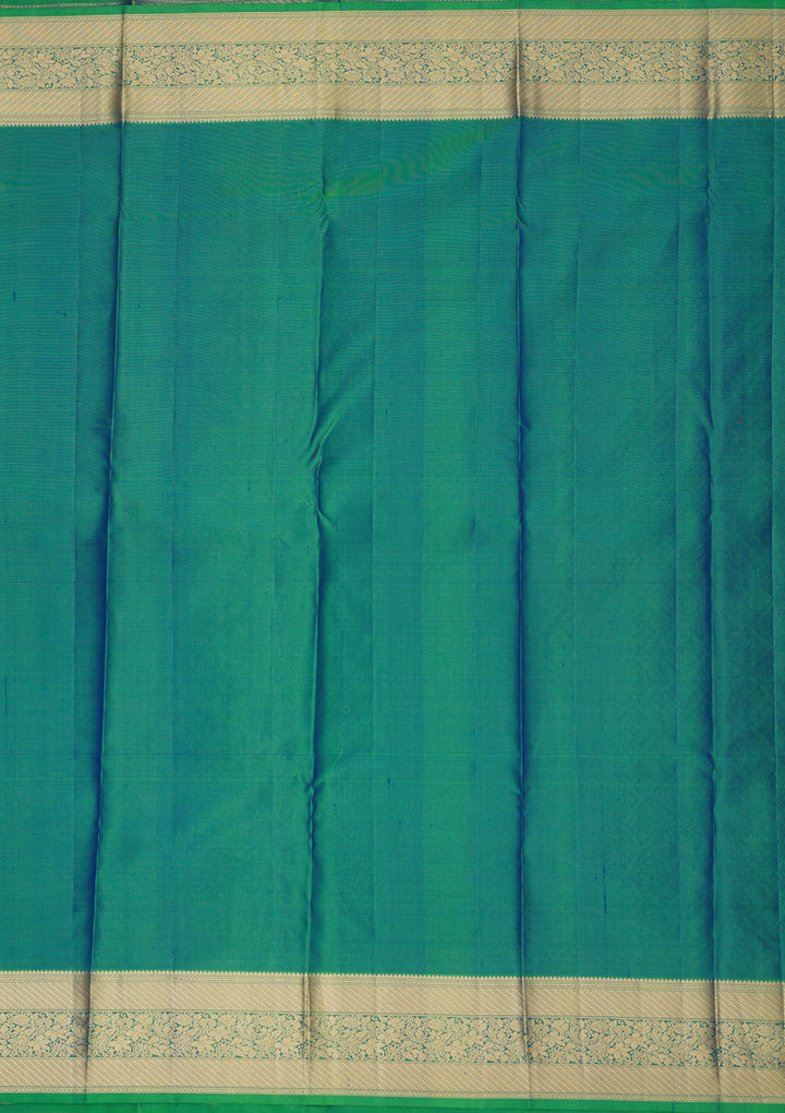 Leaf Green Pure Silk Jaal Zariwork Saree With Matching Blouse Piece