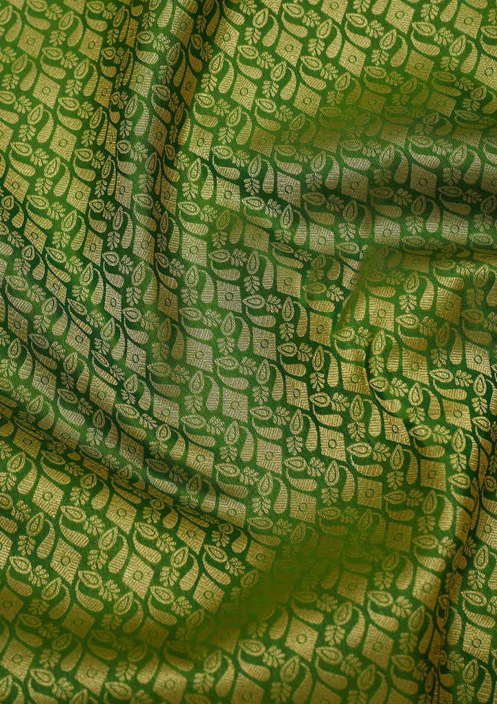 Leaf Green Zariwork Pure Silk Saree