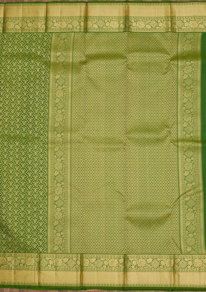 Leaf Green Zariwork Pure Silk Saree