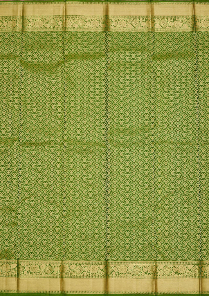 Leaf Green Zariwork Pure Silk Saree