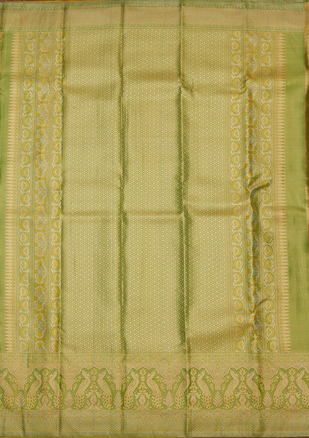 Lemon Yellow Tissue Jaal Gold Zariwork Saree With Matching Blouse Piece