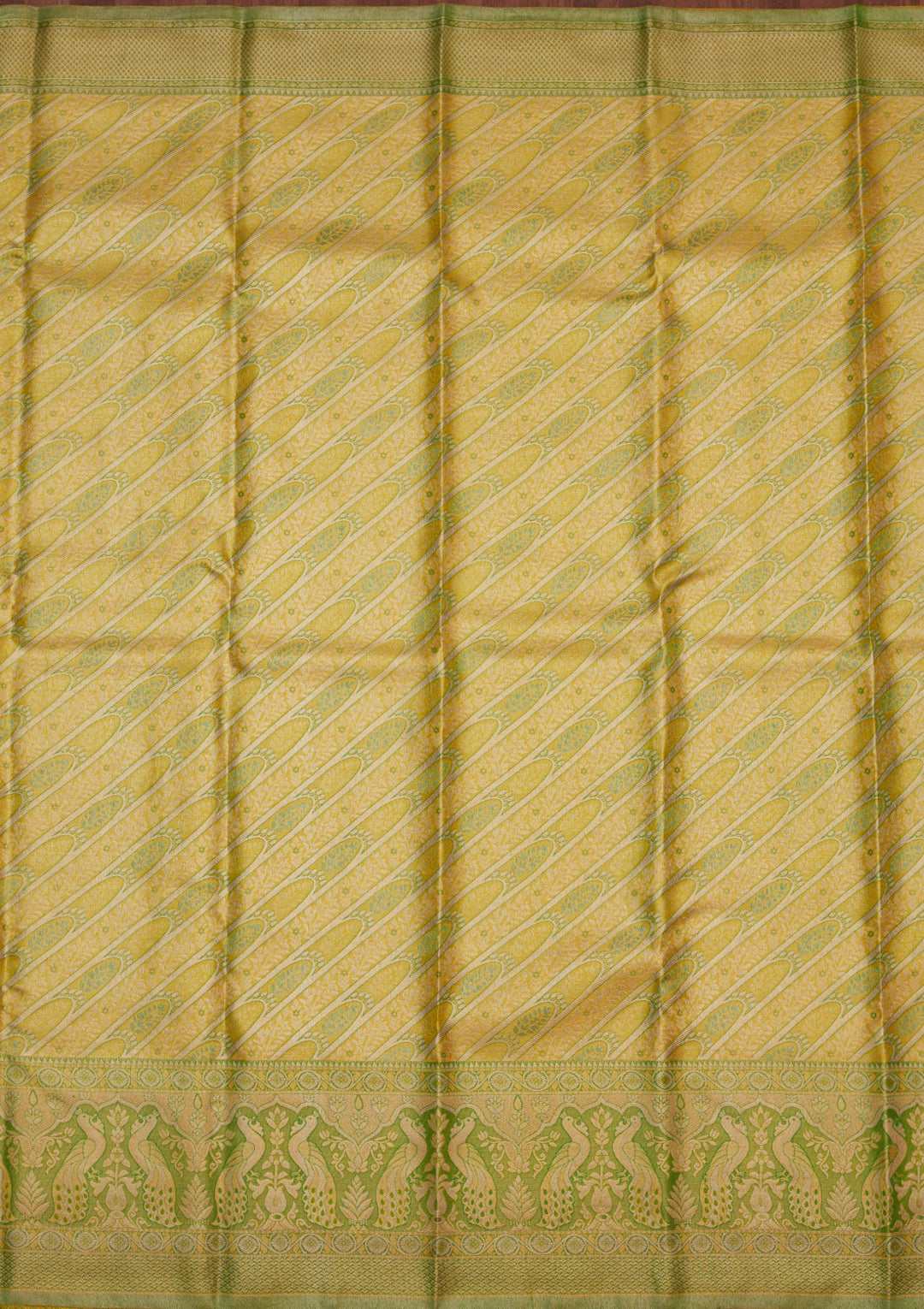 Lemon Yellow Tissue Jaal Gold Zariwork Saree With Matching Blouse Piece