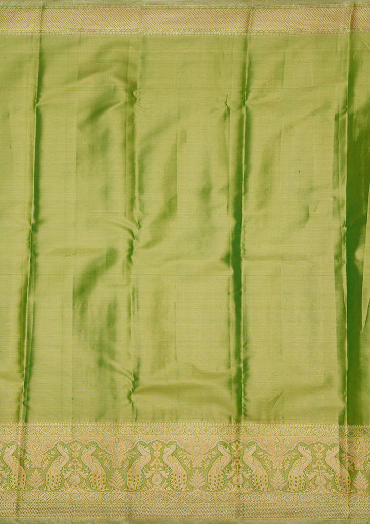 Lemon Yellow Tissue Jaal Gold Zariwork Saree With Matching Blouse Piece