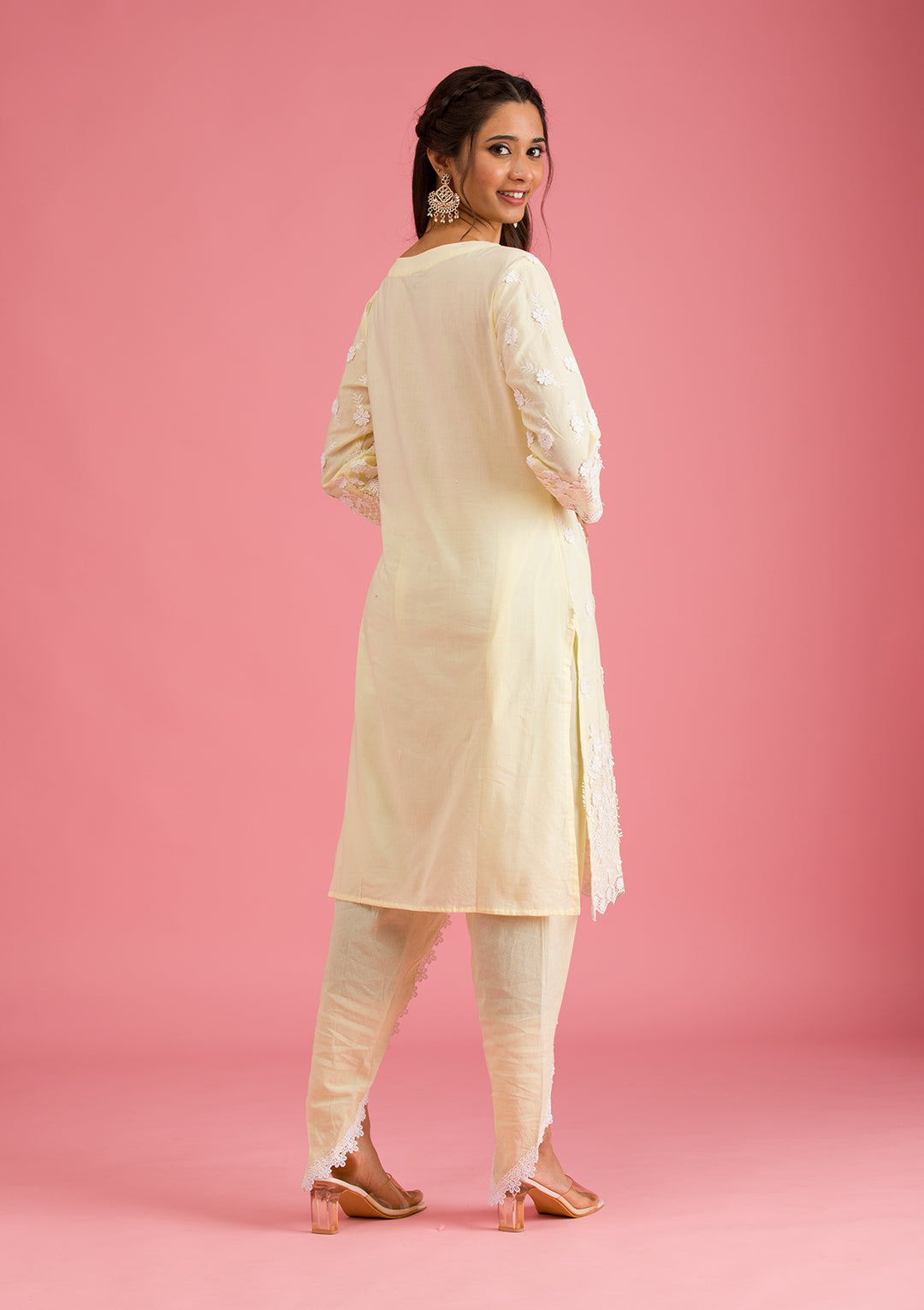 Koskii Cotton Cream Salwar Suit – Ready-to-Wear with Elegant Threadwork