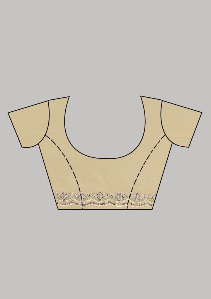 Lemon Yellow Threadwork Tissue Saree