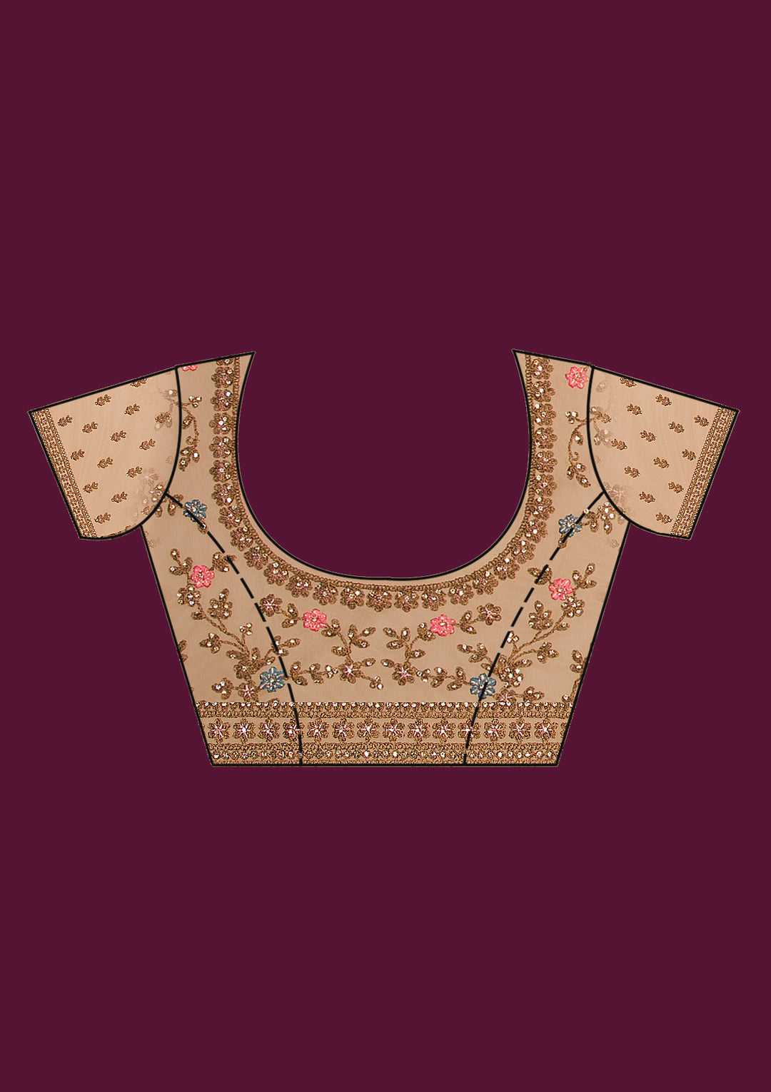 Light Brown Stonework Net Saree