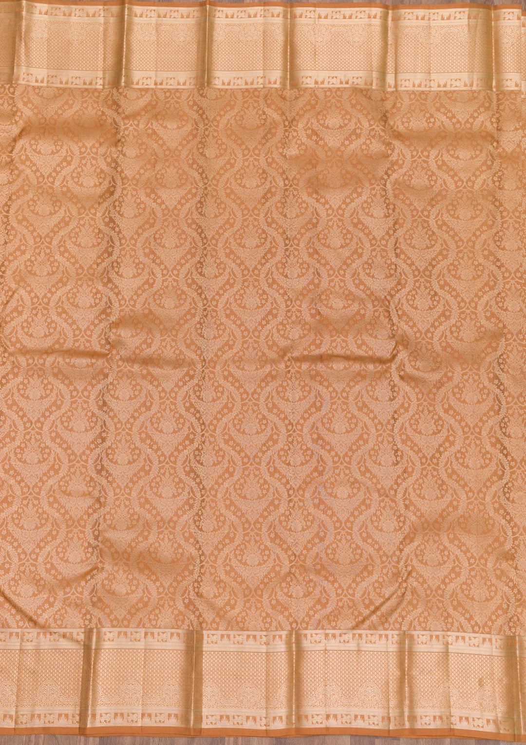 Light Brown Pure Silk Jaal Zariwork Saree With Matching Blouse Piece