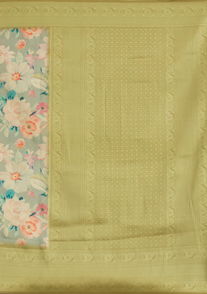 Light Grey Silk Jaal Saree With Matching Blouse Piece