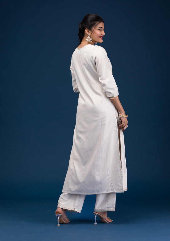 Light Grey Yellow Soft Raw Silk Silver Zariwork Straight Kurta With Pant Regular And Dupatta