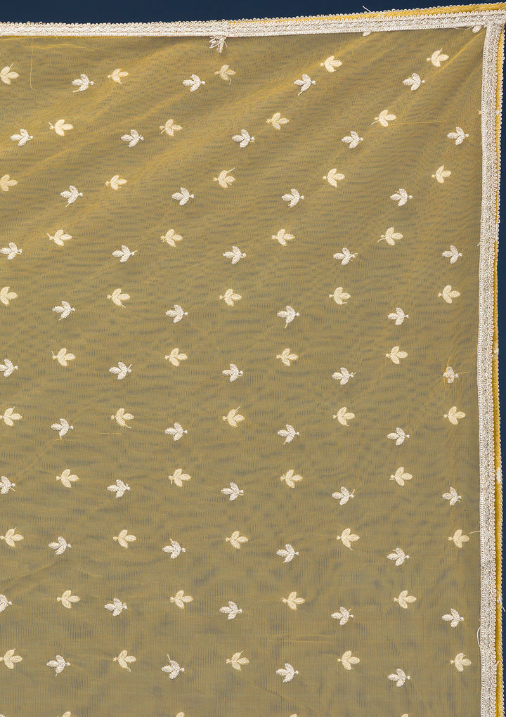 Light Grey Yellow Soft Raw Silk Silver Zariwork Straight Kurta With Pant Regular And Dupatta