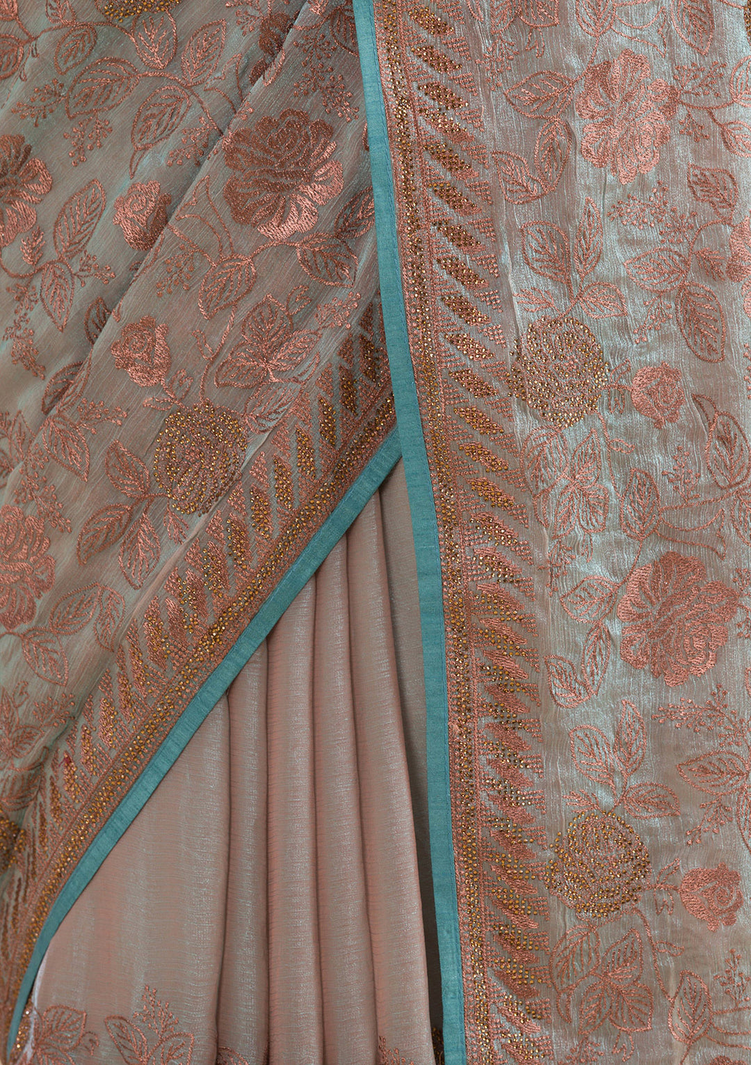 Light Grey Threadwork Tissue Saree