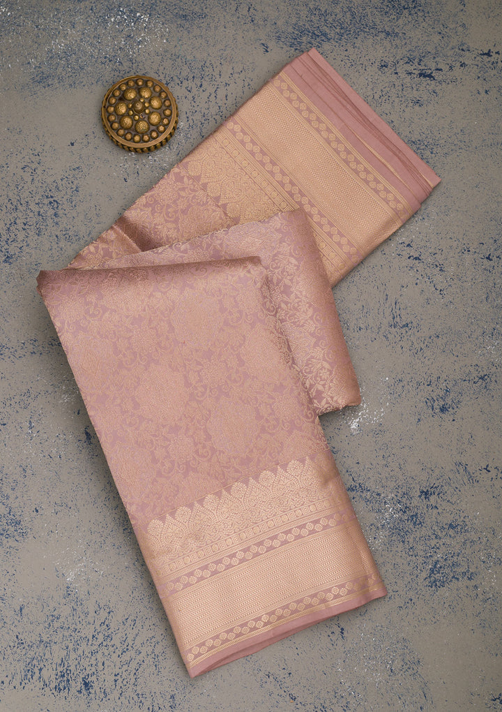 Light Grey Silk Jaal Saree With Matching Blouse Piece