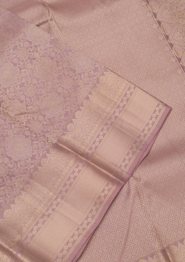 Light Grey Silk Jaal Saree With Matching Blouse Piece