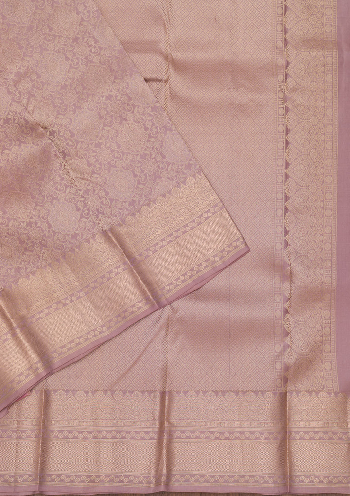 Light Grey Silk Jaal Saree With Matching Blouse Piece