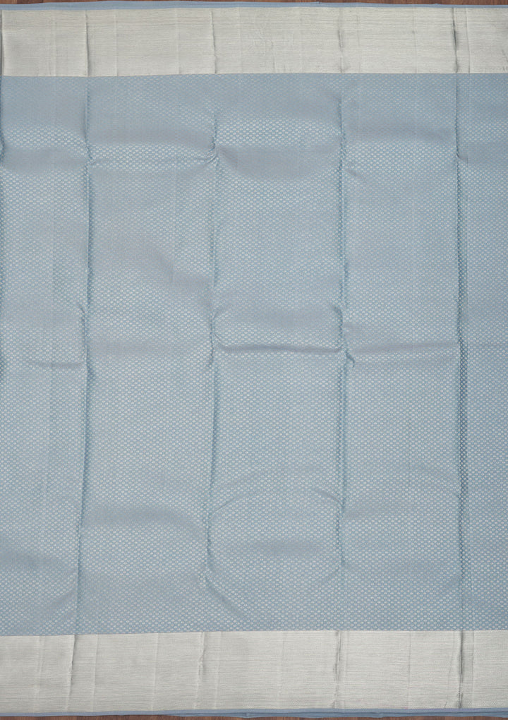 Light Grey Tissue Jaal Saree With Matching Blouse Piece