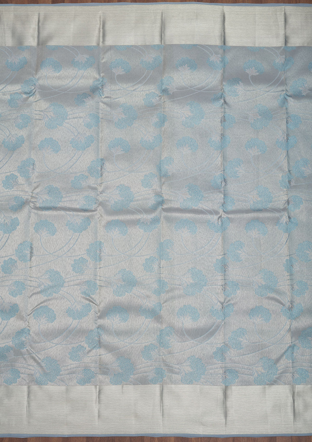 Light Grey Tissue Jaal Saree With Matching Blouse Piece