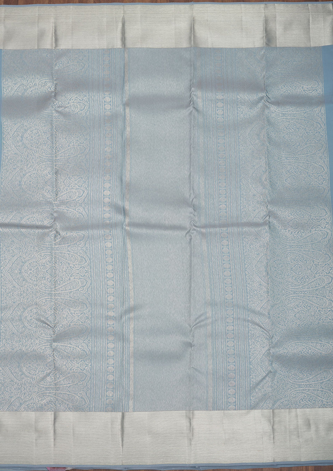 Light Grey Tissue Jaal Saree With Matching Blouse Piece