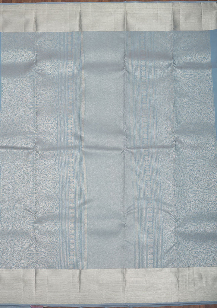Light Grey Tissue Jaal Saree With Matching Blouse Piece
