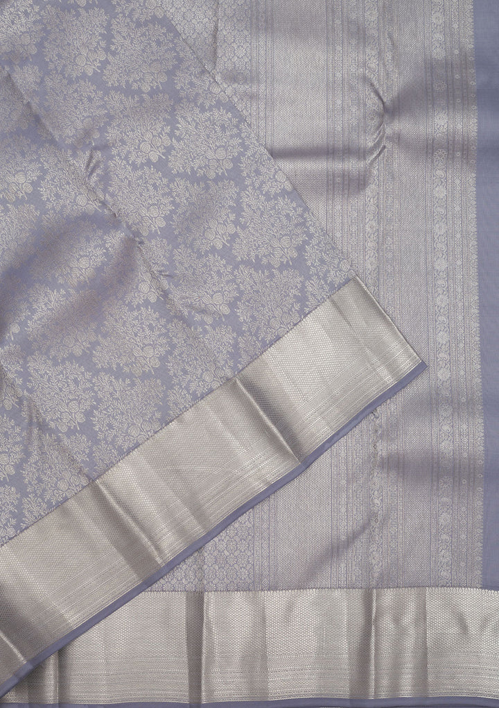 Light Grey Silk Jaal Saree With Matching Blouse Piece