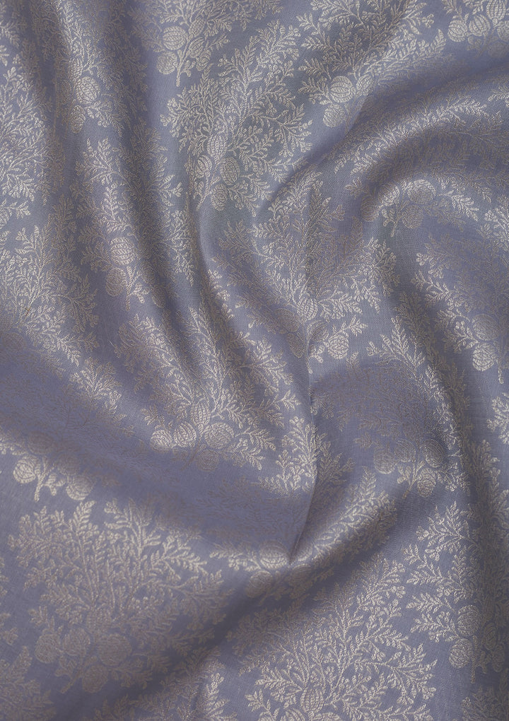 Light Grey Silk Jaal Saree With Matching Blouse Piece