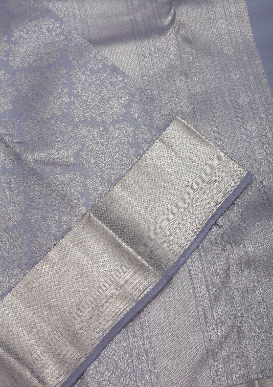 Light Grey Silk Jaal Saree With Matching Blouse Piece