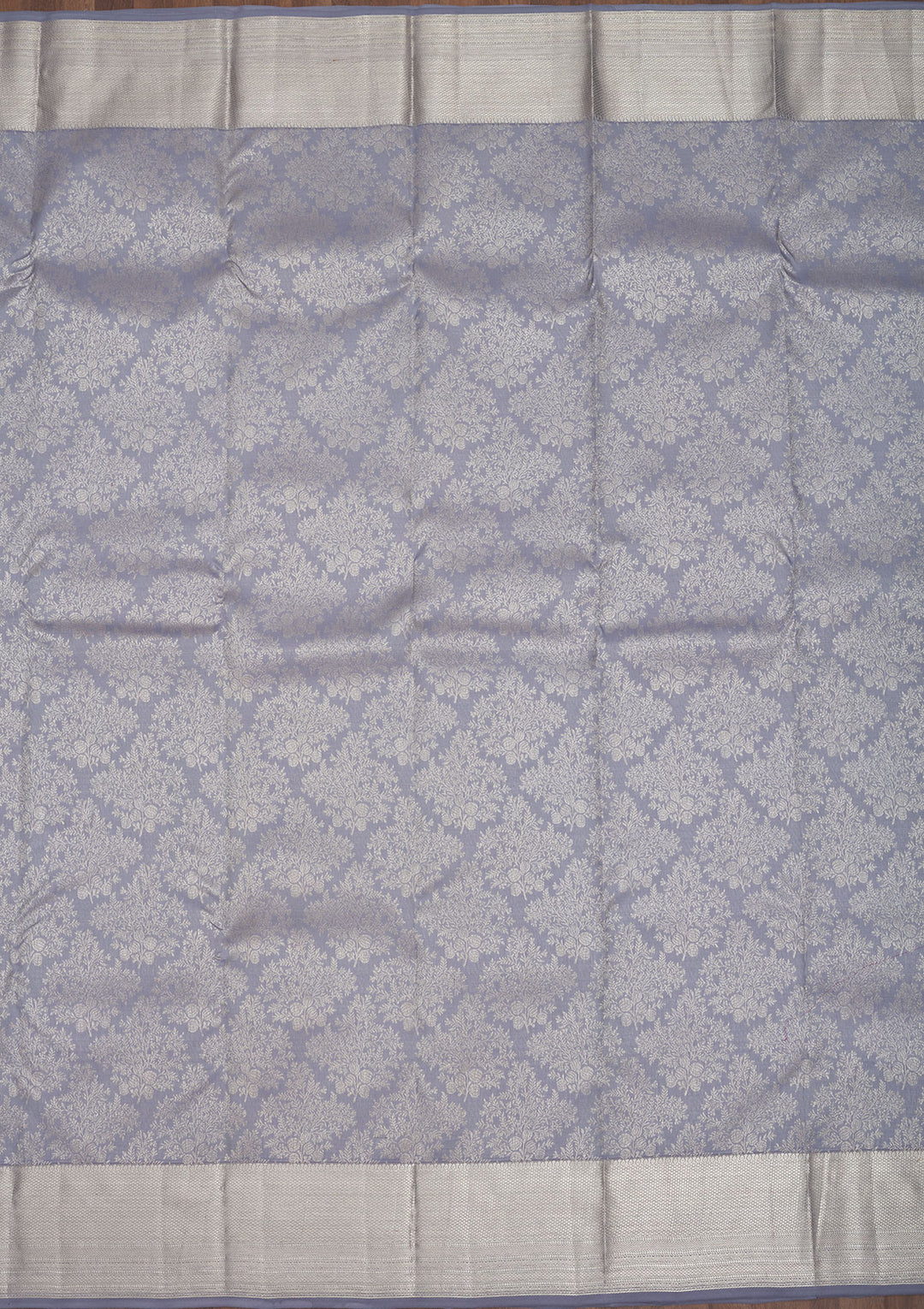 Light Grey Silk Jaal Saree With Matching Blouse Piece
