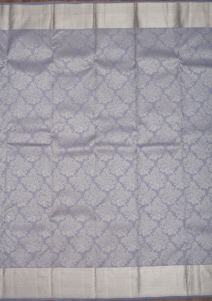 Light Grey Silk Jaal Saree With Matching Blouse Piece