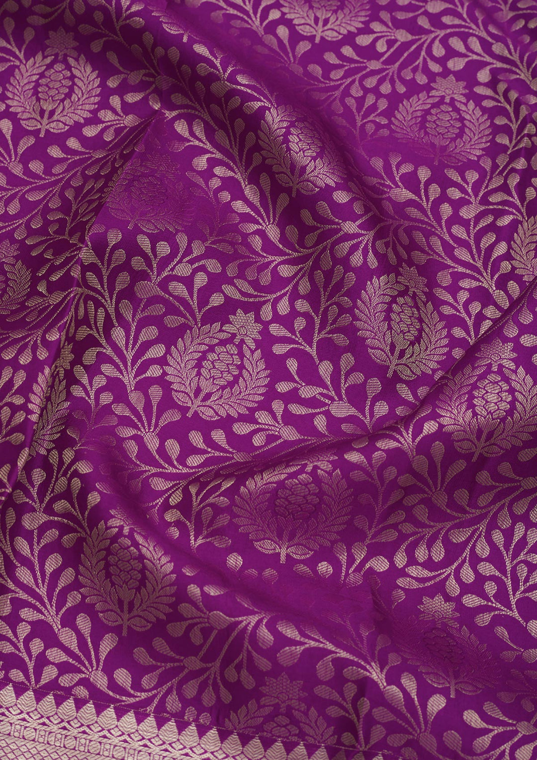 Magenta Pink Silk Jaal Gold Zariwork Saree With Matching Blouse Piece