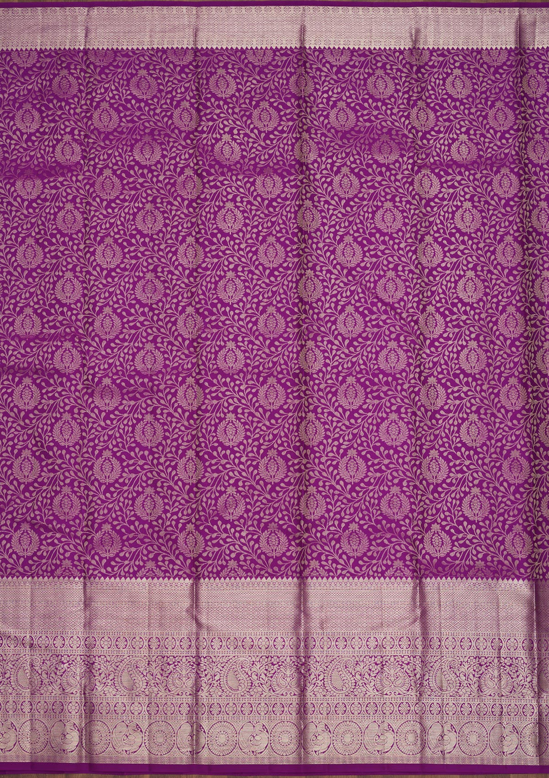 Magenta Pink Silk Jaal Gold Zariwork Saree With Matching Blouse Piece
