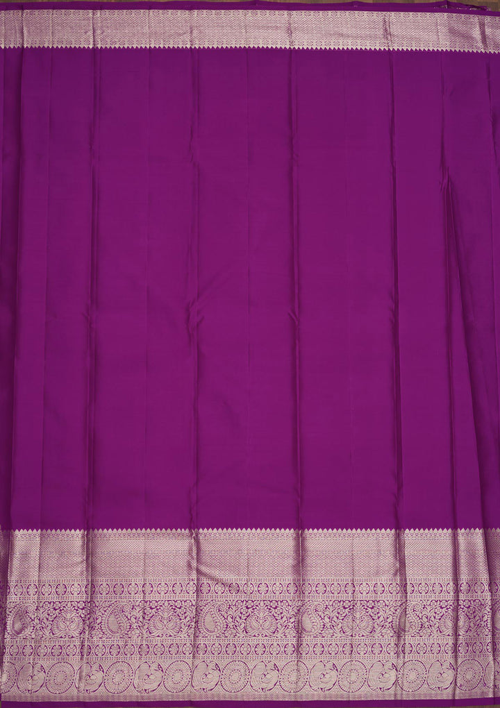 Magenta Pink Silk Jaal Gold Zariwork Saree With Matching Blouse Piece