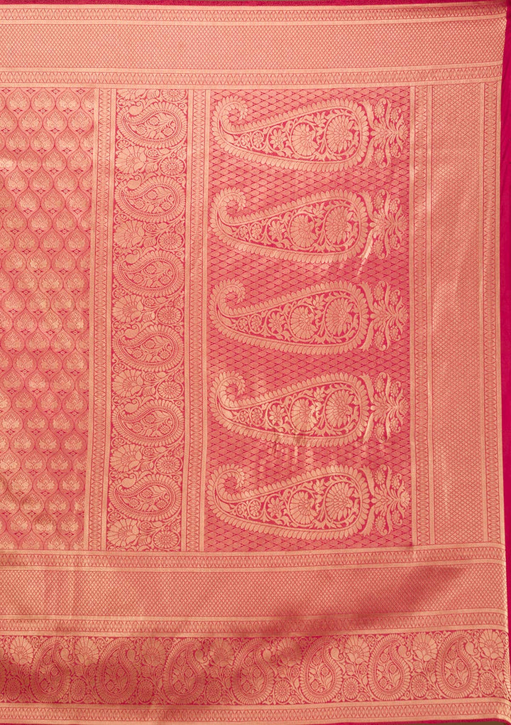 Maroon Silk Jaal Gold Zariwork Saree With Matching Blouse Piece