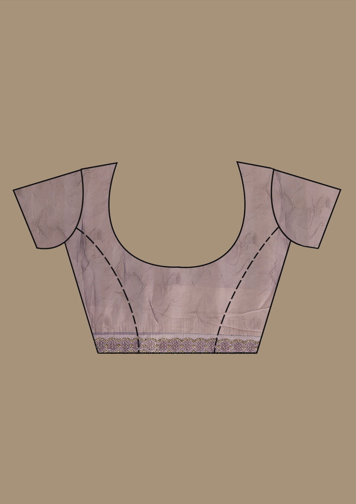 Grey Printed Satin Saree