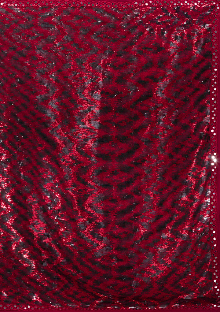 Maroon Sequins Georgette Saree