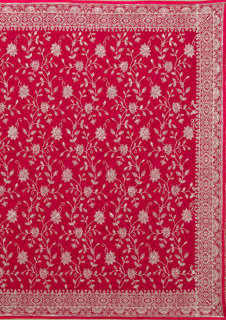 Maroon Threadwork Georgette Saree