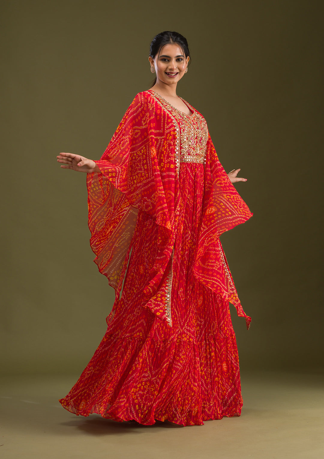 Koskii Red Crepe Salwar Suit – Vibrant Ready-to-Wear Elegance