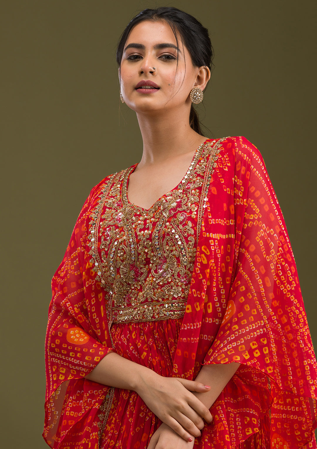 Koskii Red Crepe Salwar Suit – Vibrant Ready-to-Wear Elegance