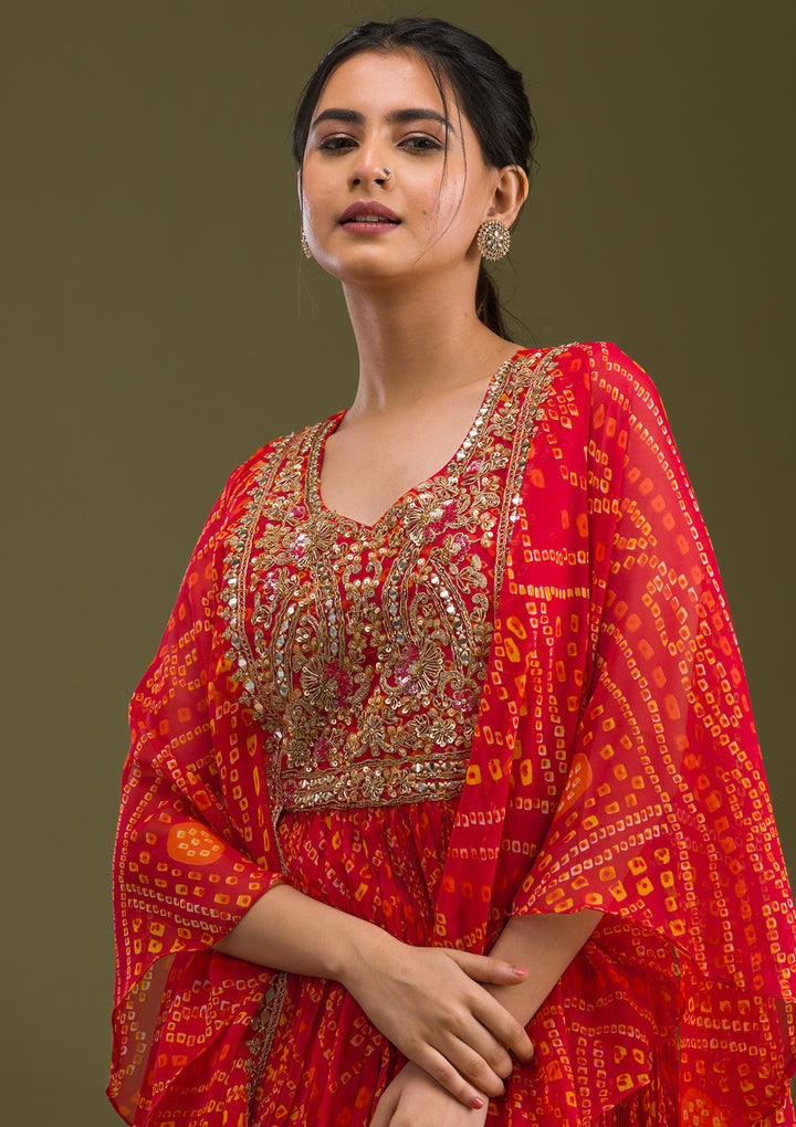 Koskii Red Crepe Salwar Suit – Vibrant Ready-to-Wear Elegance