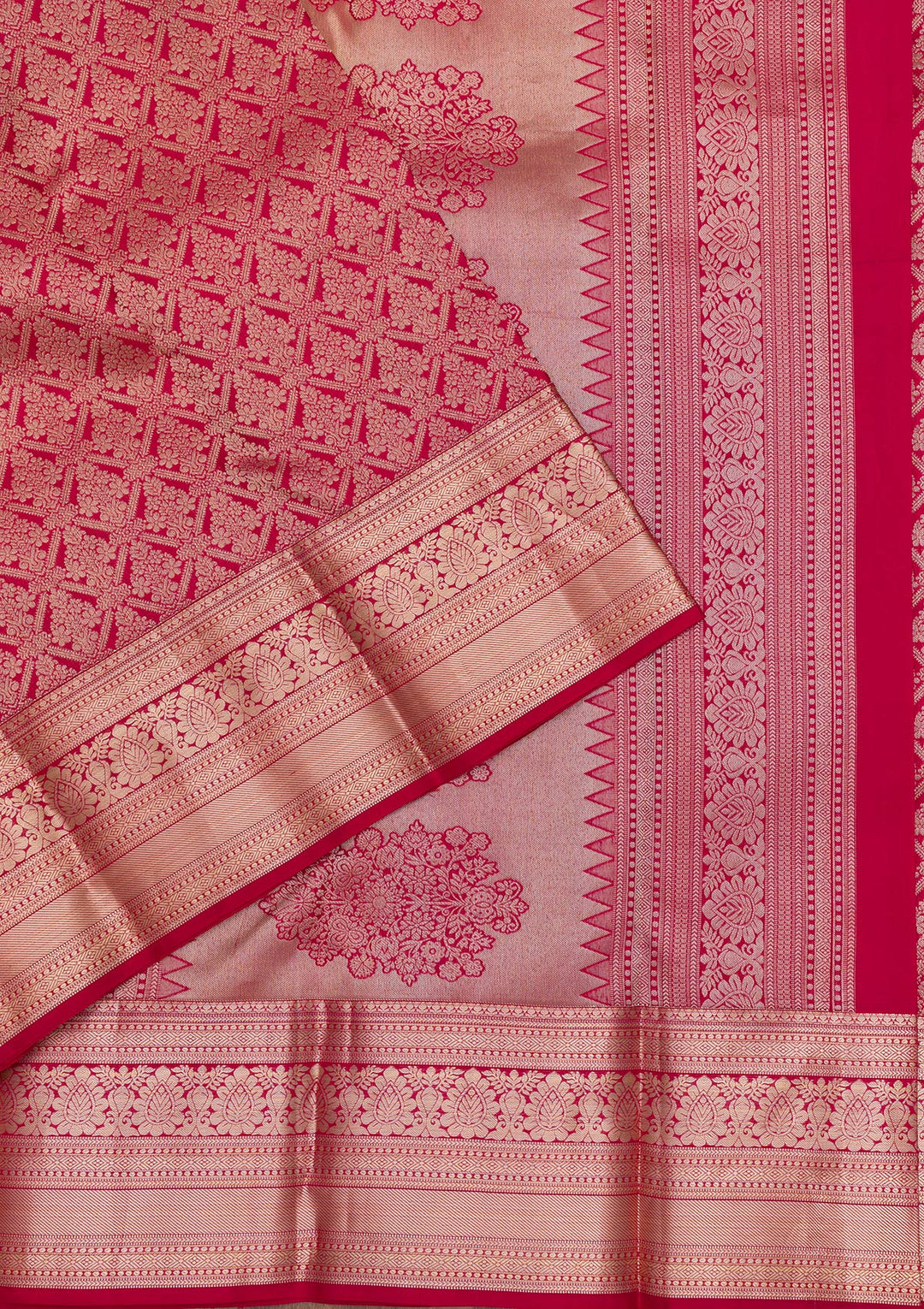 Maroon Silk Jaal Gold Zariwork Saree With Matching Blouse Piece