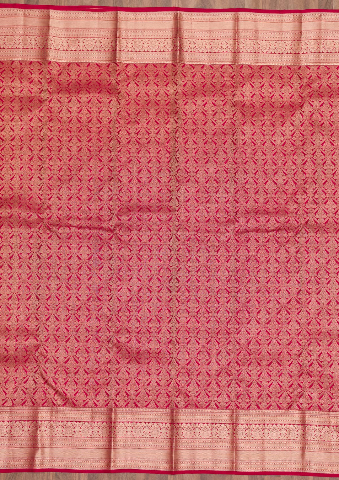 Maroon Silk Jaal Gold Zariwork Saree With Matching Blouse Piece